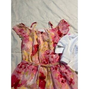 The Children's Place White and Pink Flutter Sleeve Sundress